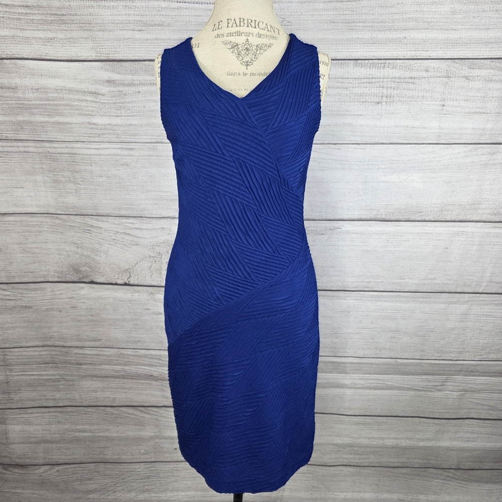 Enfocus Studio Sleeveless Textured Cobalt Midi Dress